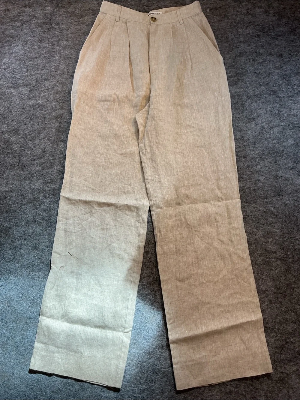 Reformation Elevated Basic Classic Linen-Twill Pleated Trousers Beige Size 2